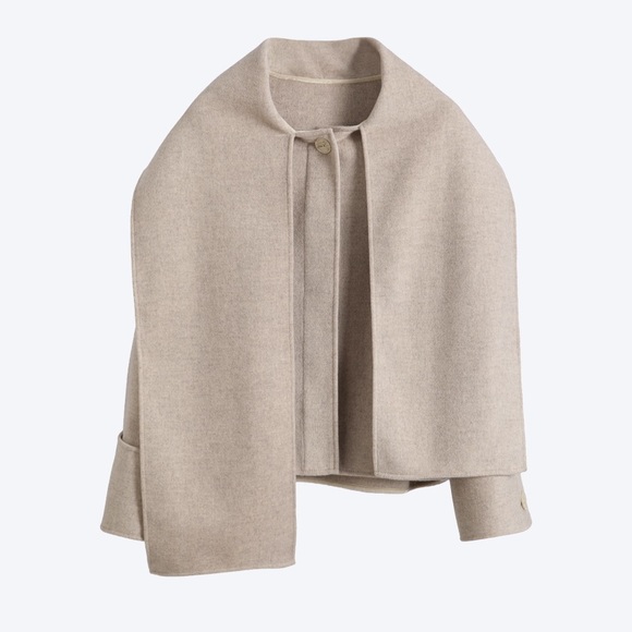 NWOT Draped-Scarf Wool Coat Short Jacket - Picture 5 of 12